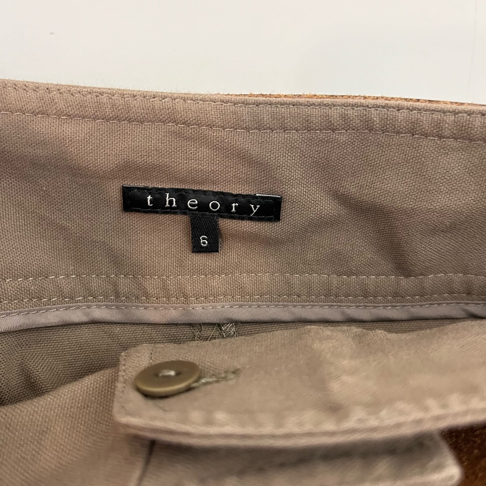 Theory Brown Khaki Skirt with Leather Belt Size 6 - Picture 7 of 8